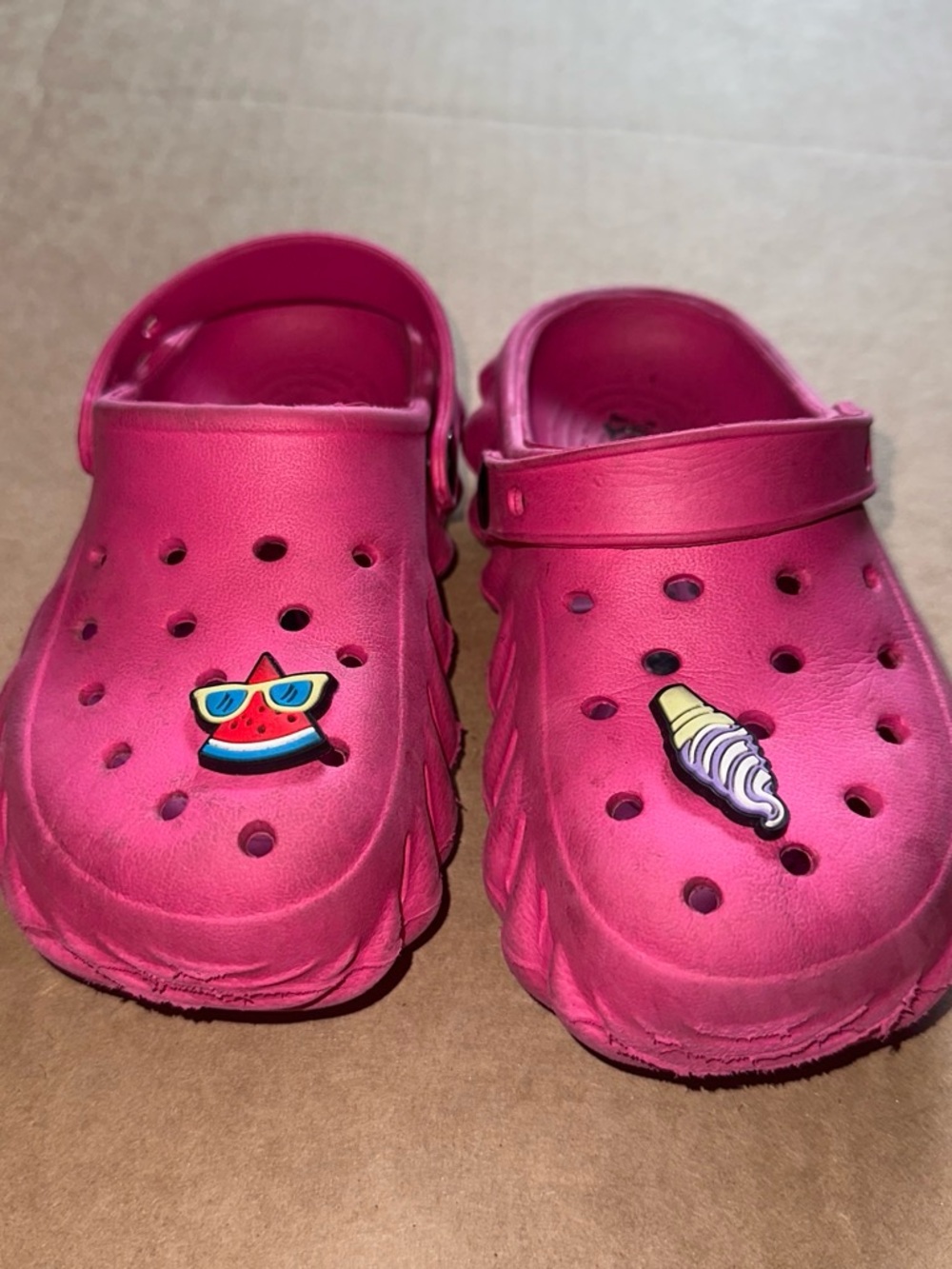 Kids Hot Pink Clog Sandals with Playful Charms